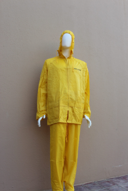 Rain Suit Light Weight 7810HV Yellow - 170T Polyester Coated PVC Waterproof Rain Suit with Collar Hidden Hood, Reflective Tape, Jacket and Pant Set, High Visibility Yellow, Sizes M-2XL